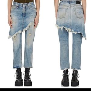 Distressed overlay skirt jeans combo just like R13